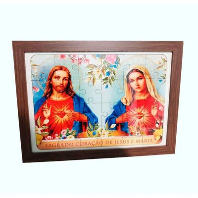 Quebra-cabeça 35 Peças Mdf Com Moldura Sagrado Coração
