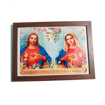 Quebra-cabeça 35 Peças Mdf Com Moldura Sagrado Coração