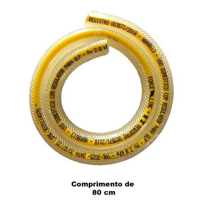 Kit Regulador Registro De Gás + Mangueira 80Cm