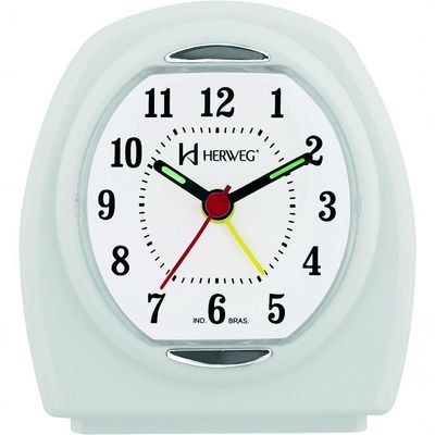 Relógio Despertador Quartz Pilha Pequeno Branco - Branco