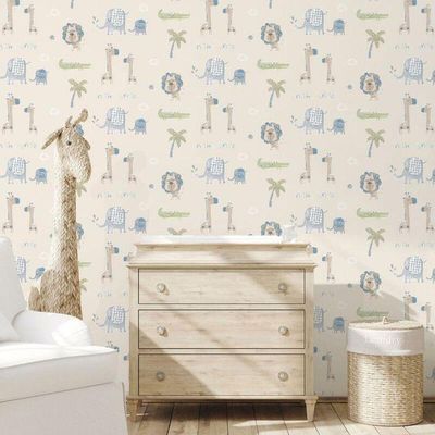 Papel De Parede Amigos Da Selva - G78378 Bege E Verde Tiny Tots 2 - G78378