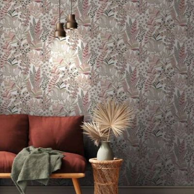 Papel de Parede Antigua Folhagem Rosa 390954AG
