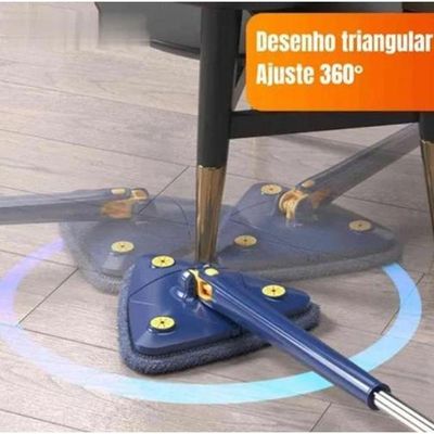 Mop De Limpeza Triângulo Giratório 360 Esfregão - Azul