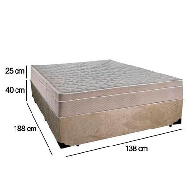 Cama Box Casal Suede + Colchão Serene Molas Ensacadas 138x188x65 Bege