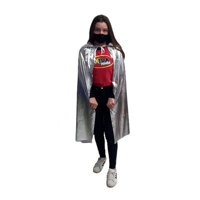 Capa Para Fantasia Prata Metalizada - Adulto