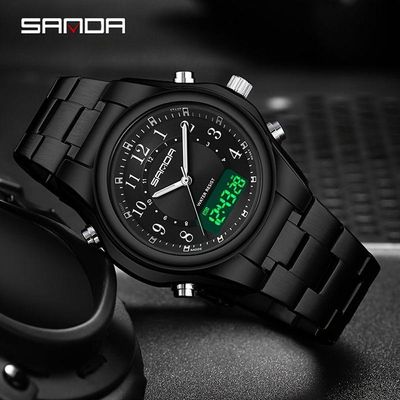 Relógio Masculino Fashion Pulseira De Aço Inoxidável Resistente À Água 50m Preto