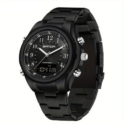 Relógio Masculino Fashion Pulseira De Aço Inoxidável Resistente À Água 50m Preto