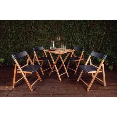 Conjunto 5 Peças Mesa E Cadeiras Dobráveis Potenza Preto - Tramontina