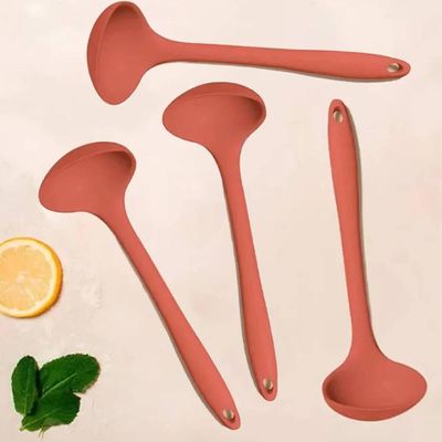 Kit 4 Conchas de Silicone Utensílios Cozinha Talheres para Sopa Feijão Restaurante OU Terracota