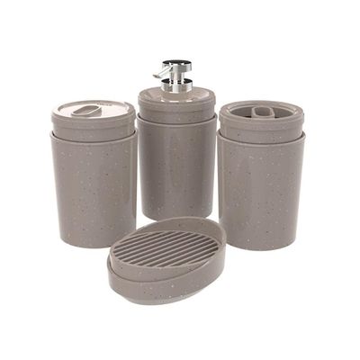 Kit 4 pç Arenita Porta Escova Algodão Sabonete Líquido Barra Stone Crippa Conjunto para Banheiro