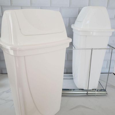 Lixeira de Cozinha Deslizante Corrediças Telescópicas Dupla 14L Branco Armário Móvel Dimec