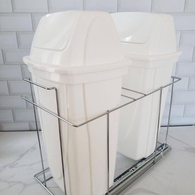 Lixeira de Cozinha Deslizante Corrediças Telescópicas Dupla 14L Branco Armário Móvel Dimec