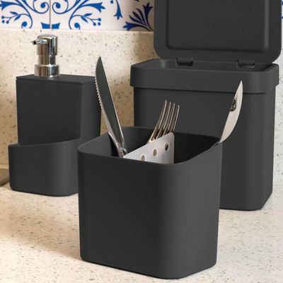 Utensílios De Cozinha Escorredores Louça Lixeira Porta Detergente Ou Preto