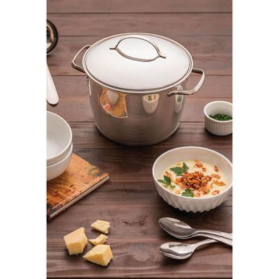 Panela Caldeirão 7,5L Tramontina Allegra em Aço Inox com Fundo Triplo Cinza Cinza