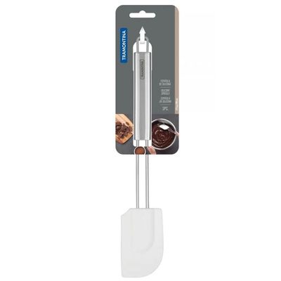 Espátula Culinária de Silicone Marffim Tramontina com Cabo em Aço Inox Branca Branco