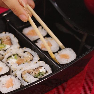 Conjunto 5 Barcas para Sushi Comida Japonesa Oriental Pretos Uno Coza Plástico 27,5x13cm