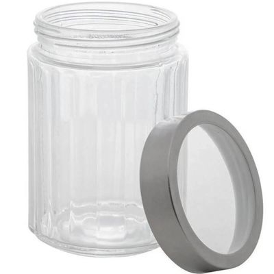 4 Porta Mantimentos de Vidro Borossilicato 1,2L Tampa Prata Pote Transparente Sidney Lyor