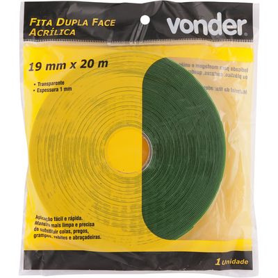 Fita dupla face acrílica 19mmx20m incolor - Vonder