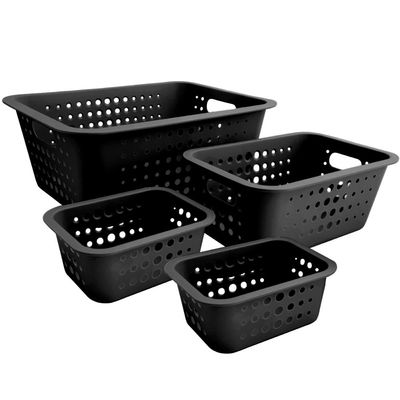 Kit 4 Caixas Organizadoras Cestos Multiuso Para Brinquedos Closet Preto