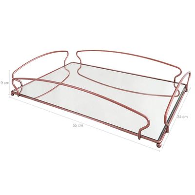 Bandeja Grande para Aparador 55X34cm Espelhada Retangular Duler Rosé Gold