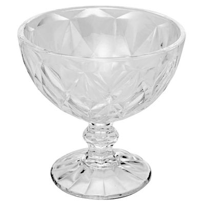 Jogo de 6 Taças Diamond Lyor para Sobremesa 250ml Transparente Tigela de Vidro para Doces Frutas