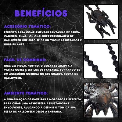 Colar Aranha De Borracha Halloween Para Fantasias
