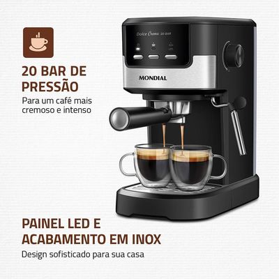 Cafeteira Espresso Dolce Crema 20 Bar Mondial C-20-EC 220V/60HZ