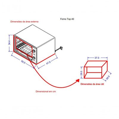 Forno Elétrico Nardelli 40 Litros Preto Top 40 220v
