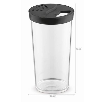 Kit 6 Farinheiros Porta Temperos Farofa UZ 500ml Condimentos com Tampa de Dupla Abertura Pretos