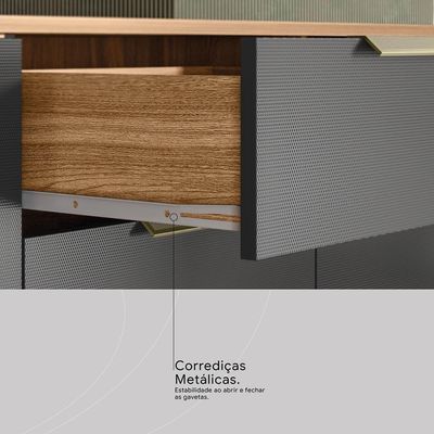 Cozinha Compacta Pitaya 7 Portas E 2 Gavetas Amêndola Touch Grafito Prime Tx Demóbile