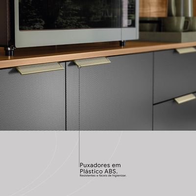 Cozinha Compacta Pitaya 7 Portas E 2 Gavetas Amêndola Touch Grafito Prime Tx Demóbile