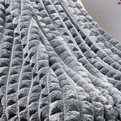 Coordenado Cobre Leito E Cobertor Tok Max Queen Ultrasoft Alto Relevo Dupla Face Cinza 100% Poliéster