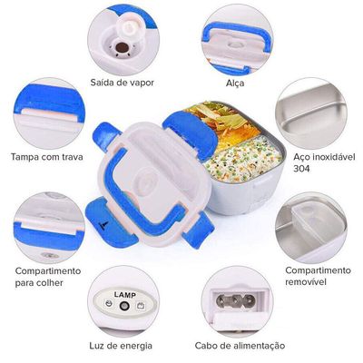 Marmita Lancheira Elétrica Lorben Aquecedor Alimentos Tomada 110v-220v E Plugue Carro 12v