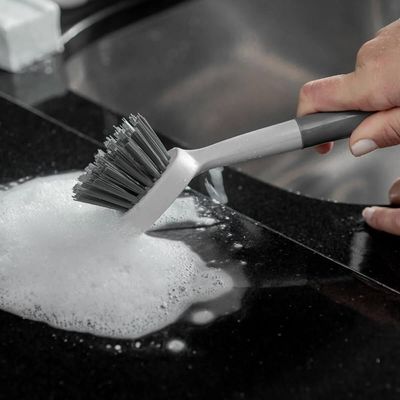 Escova de Limpeza Multiuso Ou Cerdas Macias e Cabo de Silicone com Raspador Flow Cinza