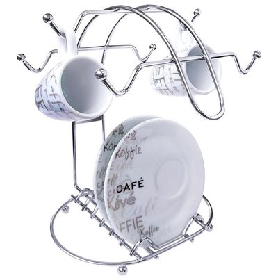 Suporte Porta Xícaras e Pires Café Chá Organizador Armário Cromado