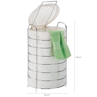 Cesto Para Roupas Redondo de Chão com Tampa Banheiro Lavanderia