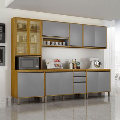 Cozinha Completa Nala Cristaleira 5 Pçs12 Portas Mobilihouse Cinamomo/cinza Acetinado
