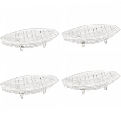 Kit 4 Centro de Mesa Cristal Deli Lyor 26x14x5,5cm Fruteira Decorativo Sala Jantar