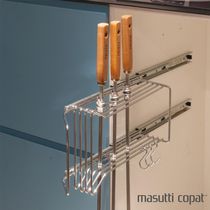 Suporte Porta Espetos de Embutir na Lateral do Móvel com 3 Ganchos Masutti Copat Aço Cromado