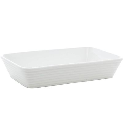 Refratário de Porcelana 26x17cm Travessa Branca Assadeira Retangular Gratinados Sobremesas Línea Lyor