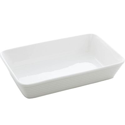 Refratário de Porcelana 26x17cm Travessa Branca Assadeira Retangular Gratinados Sobremesas Línea Lyor
