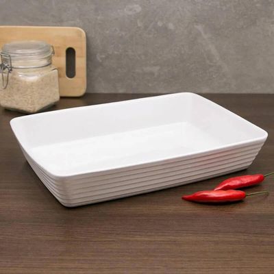 Refratário de Porcelana 26x17cm Travessa Branca Assadeira Retangular Gratinados Sobremesas Línea Lyor