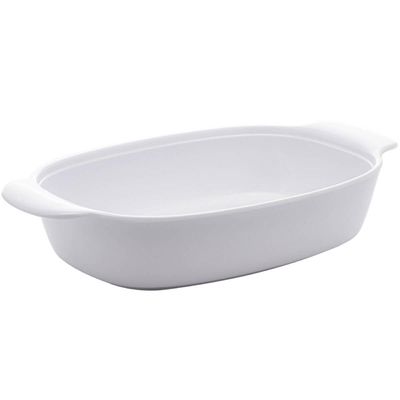 Travessa Lyor Melamina Branca Milão 23x13cm com Alças Laterais para Servir