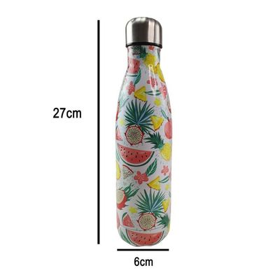 Garrafa Termica Estampa Frutas Flores Inox 500ml