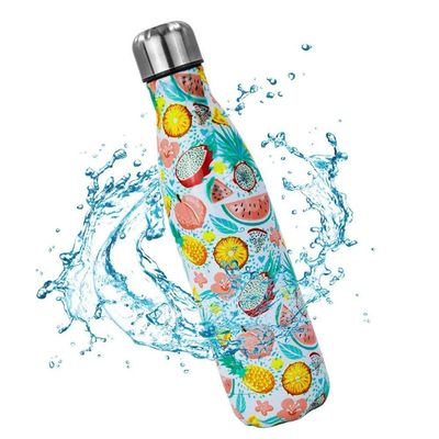 Garrafa Termica Estampa Frutas Flores Inox 500ml