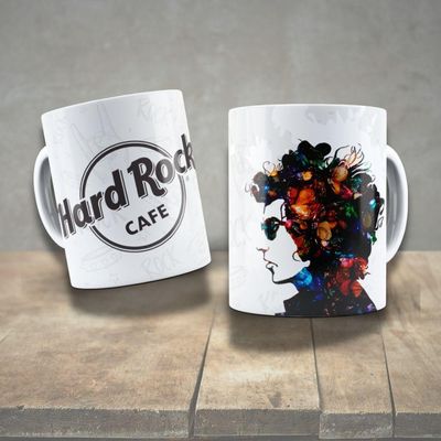 Caneca De Porcelana 325ml Decorada ícones Da Música Bob Dylan