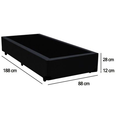 Cama Box Solteiro Sintético Serene Preto 88x188x40