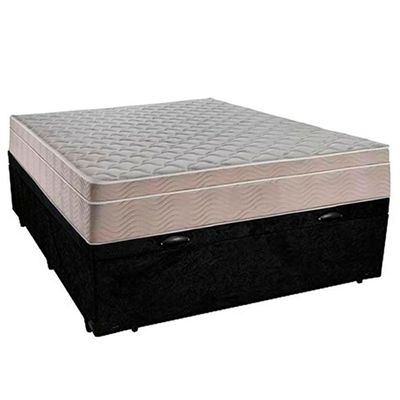 Cama Box Baú Casal Suede + Colchão Serene Molas Ensacadas 138x188x69 Preto