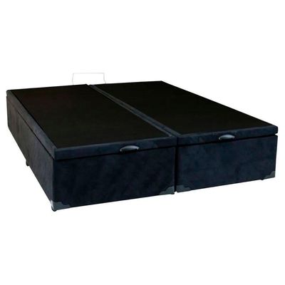 Cama Box Baú King Bipartido Suede Serene Preto 192x203x44