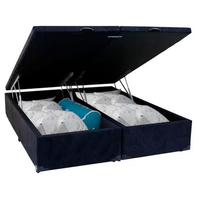 Cama Box Baú King Bipartido Suede Serene Preto 192x203x44
